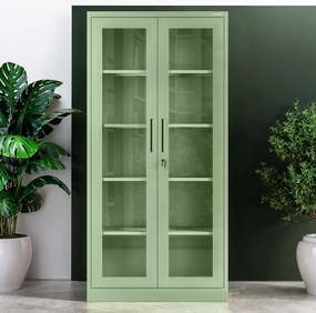 Szklana witryna AMELIA, 900 x 1850 x 400 mm, Fresh Style: pastelowy zielony