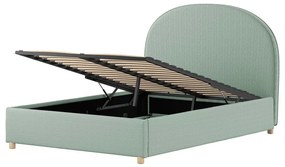 Zielone tapicerowane łóżko dwuosobowe ze schowkiem i stelażem 140x200 cm Moon – Vipack