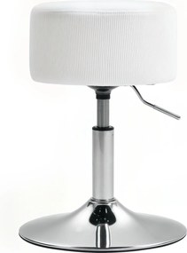 HOMCOM Stołek Barowy, Wyściełany z Metalową Ramą, Wygląd Kordu, Regulowana Wysokość, Obrotowy 360°, Biały
