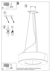 Czarna lampa wisząca z tekstylnym kloszem ø 90 cm Galata – Nice Lamps