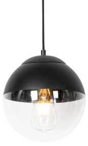 Retro lampa wisząca czarna z przezroczystym szkłem 20 cm - Eclipse Retro Oswietlenie wewnetrzne