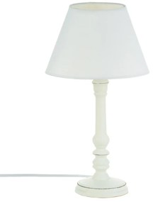 Lampa stojąca w stylu vintage z drewnianą podstawką