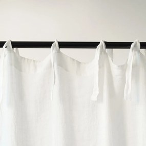 Biała lekka lniana zasłona na troczki Linen Tales Daytime, 250 x 130 cm