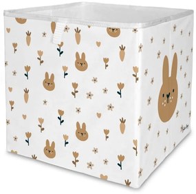 Biały tekstylny dziecięcy pojemnik na zabawki 32x32x32 cm Sweet Bunnies – Butter Kings