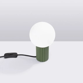 Lampa biurkowa HALO zielona oliwka ryflowana SOLLUX  LIGHTING