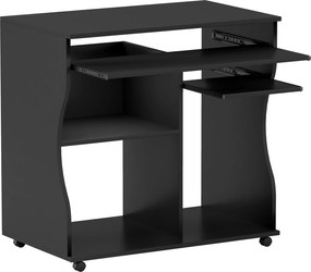 HOMCOM Biurko Komputerowe na Kółkach, z Miejscem na Przechowywanie, 80 x 48 x 75 cm, Czarne