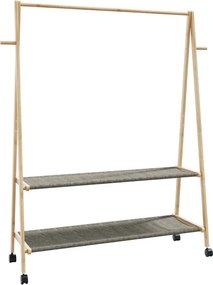 Wieszak bambusowy na kółkach z 2 półkami 132cm D6-Z58