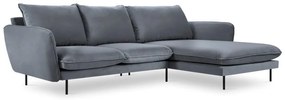 Szara narożna aksamitna sofa prawostronna Cosmopolitan Design Vienna