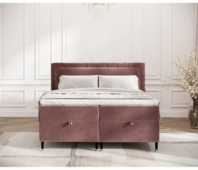 Różowe łóżko boxspring ze schowkiem 180x200 cm Voyage – Maison de Rêve