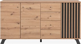 Komoda z lamelami Medan 3D4S dąb artisan/antracyt