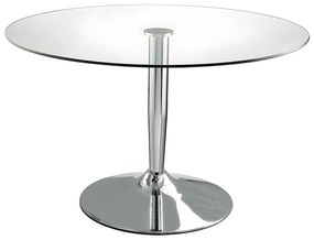 Okrągły stół do jadalni NOLAN - Hartowane szkło i chromowany metal