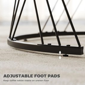 HOMCOM Okrągłe stoły kawowe w zestawie 2 szt., marmurowa powierzchnia, płyta wiórowa, metal, łatwość w przechowywaniu, Biały