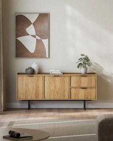 Komoda z 2 szufladami i szafką hikora naturalna A6-A56