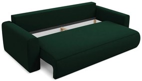 Zielona aksamitna rozkładana/ze schowkiem sofa 238 cm Kapua – Makamii