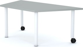 Stół szkolny z kółkami Move trapez 140x75 cm, rozmiar 4-6, blat szary / nogi białe