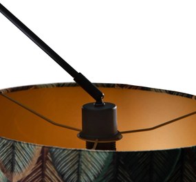 Lampa wisząca czarna z aksamitnym abażurem w liście ze złotym wnętrzem 40/40/40 - Blitz klasyczny/Antyczny Oswietlenie wewnetrzne