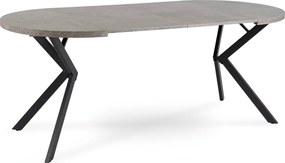 Stół Okrągły Rozkładany DORIAN 80-160 cm Beton/Czarny Nowoczesny Loft