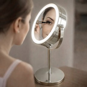 Lusterko Do Makijażu PREMIUM Kosmetyczne POWIĘKSZAJĄCE 10X Podświetlane LED