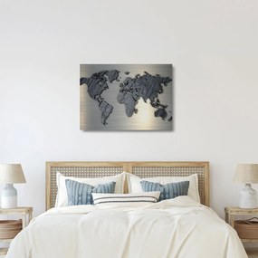 Obraz na szkle - Mapa świata w kamiennej teksturze (70x50 cm)
