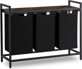 Kosz na Pranie FINN 120L z Półką Dąb Rustykalny/Czarny Nowoczesny Loft