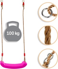 Huśtawka ogrodowa dla dzieci plastikowa ZOYA różowa