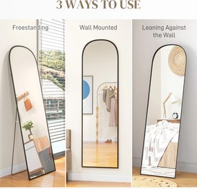 HOMCOM Lustro stojące, lustro w pełnej długości, nowoczesny design, 50 cm x 1,5 cm x 161,5 cm, czarne