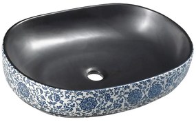 Czarno-niebieska ceramiczna umywalka 60x40 cm Priori – Sapho