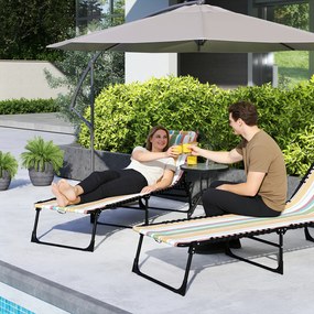 Funkcjonalna Leżanka Outsunny, Składane Łóżko Ogrodowe, 4-stopniowa Regulacja, Stal i Siatka, 189 x 58 x 30 cm, Wielobarwna