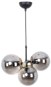 Czarno-szara lampa wisząca ze szklanym kloszem ø 15 cm Cascade – Squid Lighting