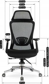 Fotel Biurowy Ergonomiczny Obrotowy LITOS Czarny Nowoczesny