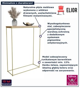 Konsola z metalowym stelażem dąb artisan + złoty D6-H84