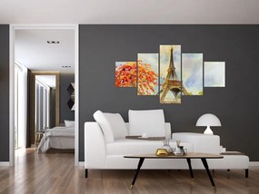Malowany obraz Wieży Eiffla (125x70 cm)