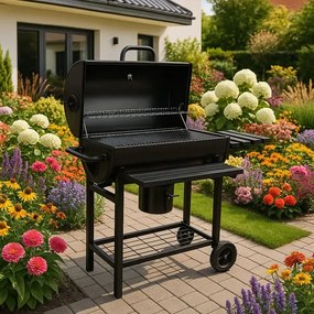 Węglowy grill beczka na kółkach P0-R44