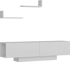 Nowoczesny stolik pod TV – 150 cm – Biały – Płyta wiórowa pokryta melaminą