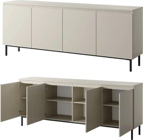 Kaszmirowa komoda do salonu Silk 4-drzwiowa, szer. 200 cm