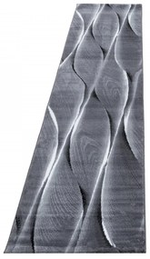 Dywan nowoczesny Parma wstęgi szaro-czarny 80 cm x 300 cm