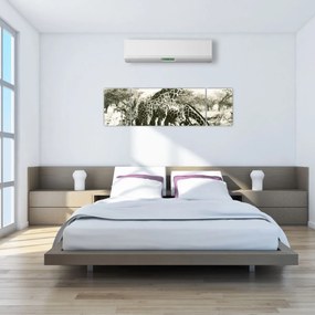 Obraz - Żyrafy, vintage (170x50 cm)