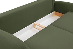 Masseno Sofa AGIO z funkcją spania i pojemnikiem na pościel, Rozkładana sofa - Zielony, CASTEL 39