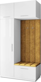 Masseno Garderoba REMA 120/240/60 cm Nowoczesna Szafa do Przedpokoju Biała, MONOLITH 48 (Żółty)