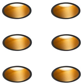 Zewnetrzna Set van 6 moderne inbouwspots zwart met goud GU10 70mm IP44 - Dept Nowoczesny Oswietlenie zewnetrzne