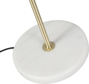 Lampa stołowa mosiężna z aksamitnym abażurem taupe 35 cm - Kaso