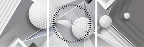 Geometryczny abstrakcyjny obraz (z zegarem) (90x30 cm)