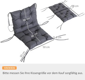 Outsunny Komplet 2 Poduszek na Krzesła Ogrodowe Niskie Oparcie Wygodne Siedziska Szare | Aosom PL