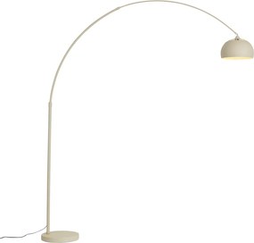 Nowoczesna Lampa Łukowa Beżowa z Marmurową Podstawą - XXL