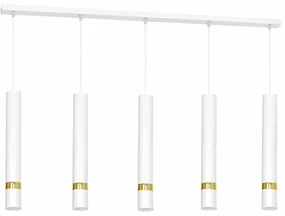Lampa wisząca, 5 kloszy, nad stół, wyspę, biała/złota JOKER WHITE/GOLD 5xGU10
