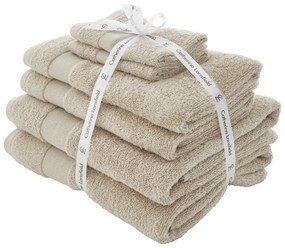 Beżowe bawełniane ręczniki zestaw frotte 6 szt. Anti-Bacterial – Catherine Lansfield