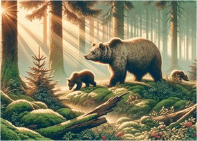 Obraz - Niedźwiedzie w lesie (70x50 cm)