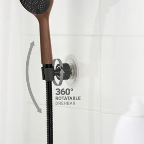 Czarny plastikowy uchwyt na słuchawkę prysznicową bez wiercenia Libertà – Wenko