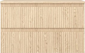 Mexen Rivel szafka łazienkowa podumywalkowa 80 cm z blatem, 2 szuflady, ryflowana , dąb - 91A20-08047-2-BFFC81