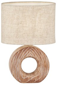 Brązowo-beżowa lampa stołowa ceramiczna z tekstylnym kloszem (wysokość 31 cm) Hanke – Fischer &amp; Honsel